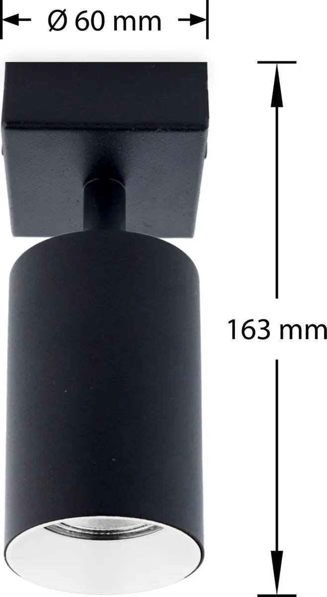 Groenovatie Plafondspot Rond GU10 Kantelbaar - 2 Stuks - Ø6cm - Mat Zwart/Wit