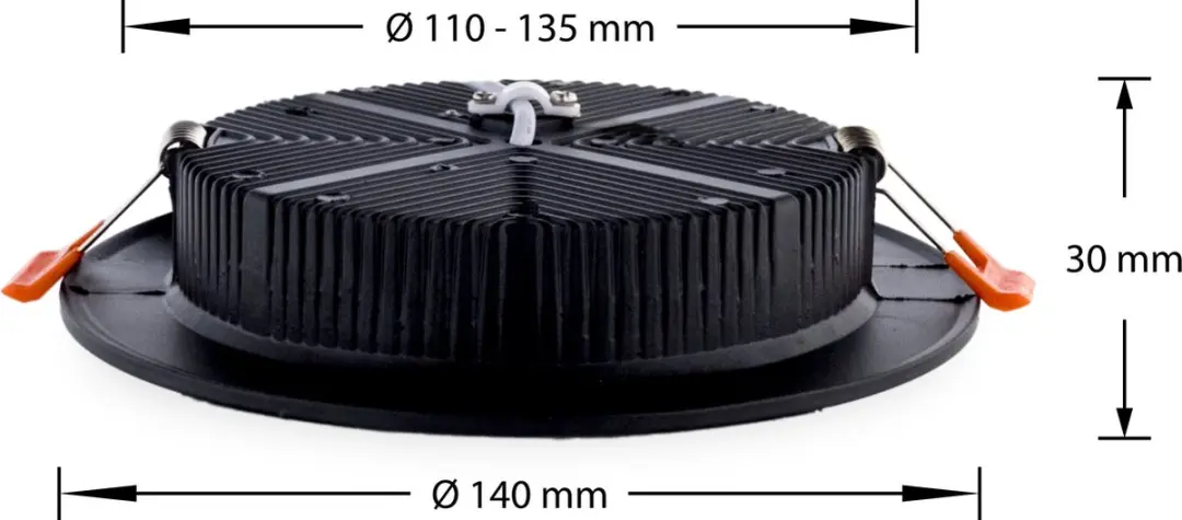Groenovatie LED Plafondlamp 12W - Rond Ø14cm - Warm Wit - Zwart