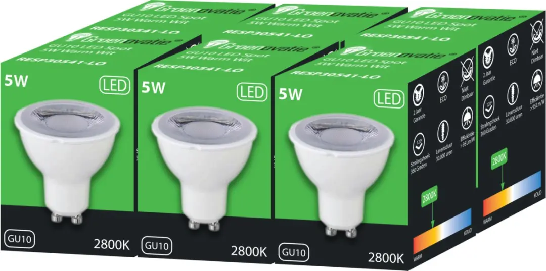 Groenovatie GU10 LED Spot 5W Warm Wit - 6 Stuks - afbeelding 6 van 6
