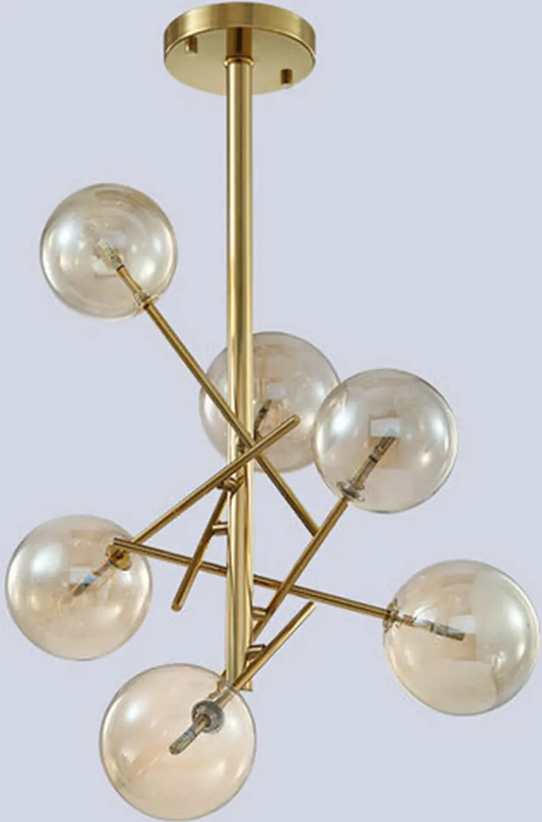 Groenovatie Glazen Design Hanglamp 6 Bollen - Amber - G4 - 75x80cm