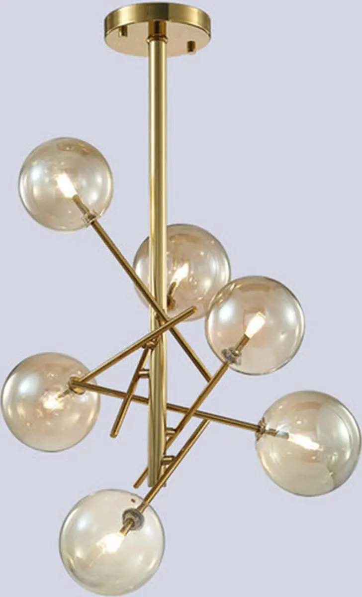 Groenovatie Glazen Design Hanglamp 6 Bollen - Amber - G4 - 75x80cm