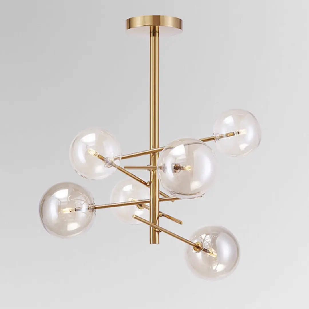 Groenovatie Glazen Design Hanglamp 6 Bollen - Amber - G4 - 75x80cm