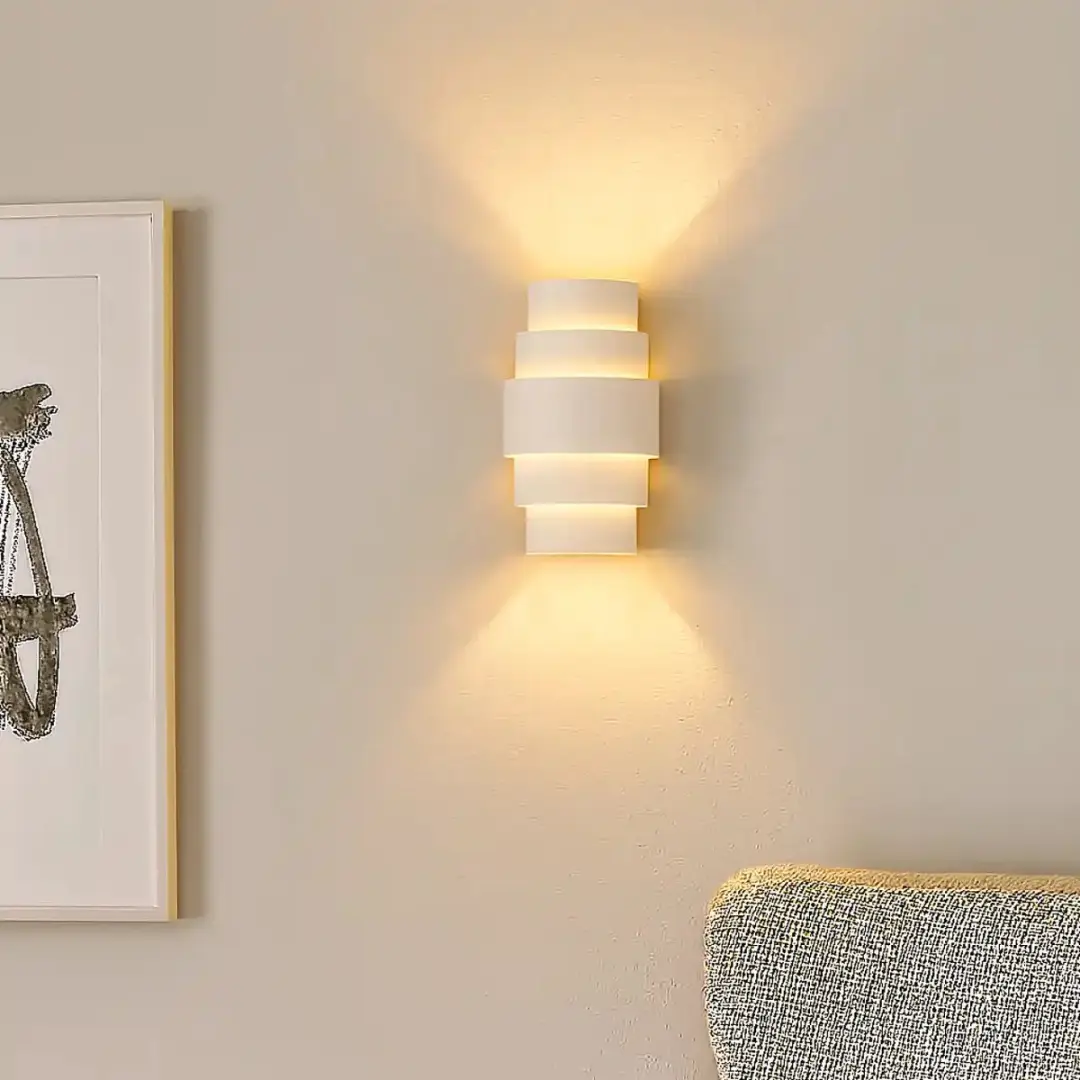 Artdelight Wandlamp Rolls H 22cm - 2 Lichtpunten - Wit/Goud