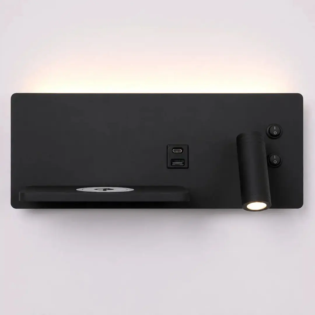 Artdelight Wandlamp USB Rechts Zwart - 2 Lichtpunten