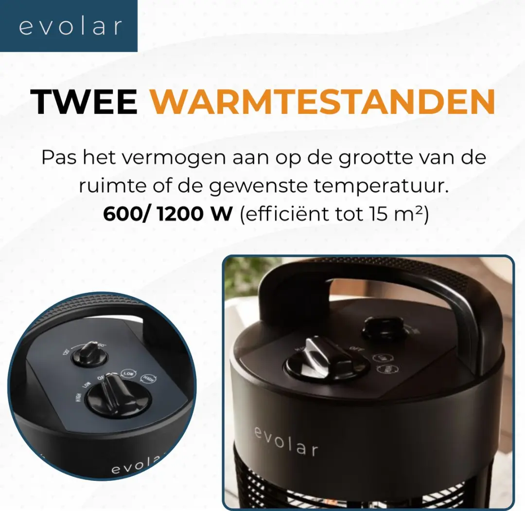 Evolar EVO-HD55 Infrarood Terrasverwarming 1200W - Zwart - afbeelding 5 van 6