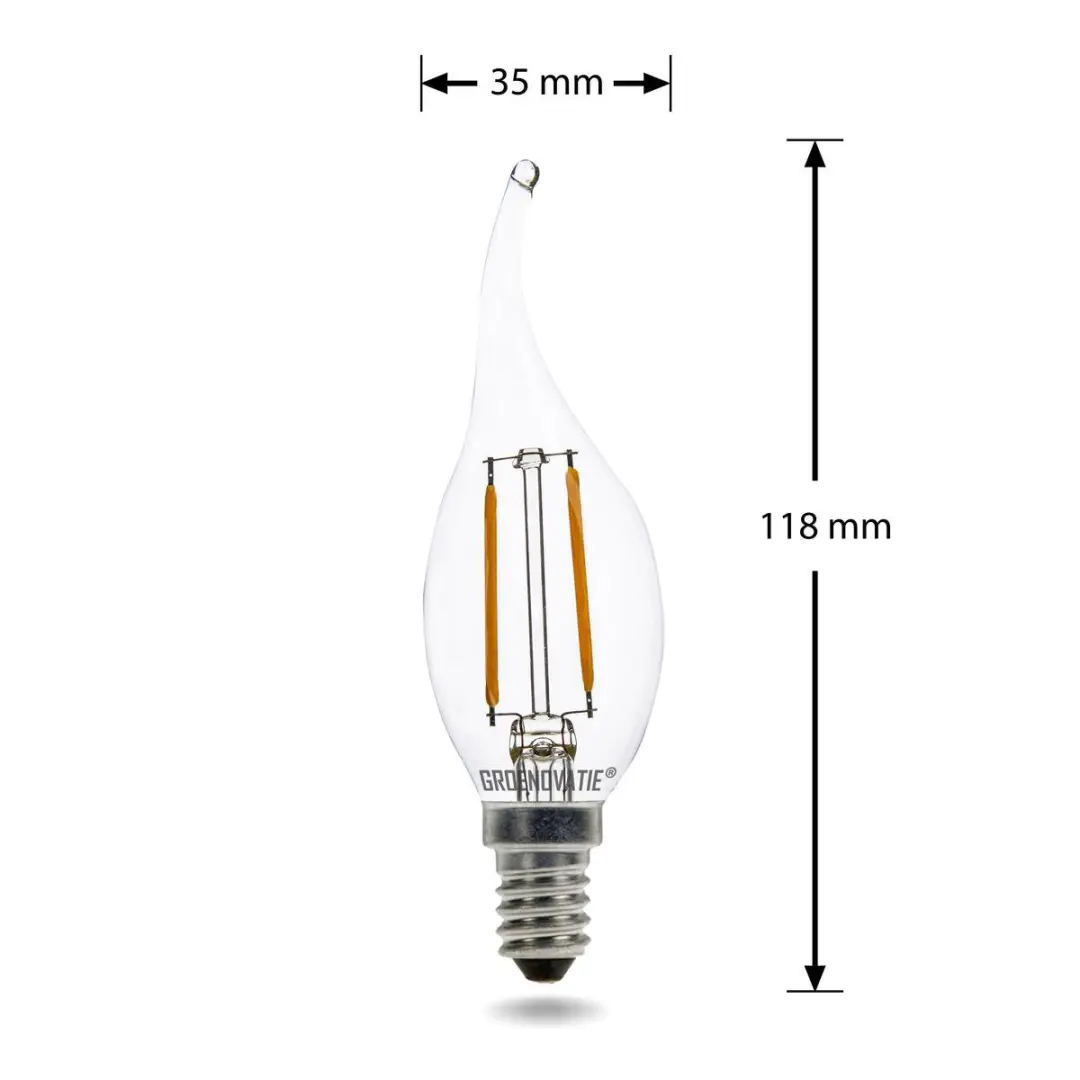 Groenovatie LED Filament Kaarslamp 2W E14 - Extra Warm Wit