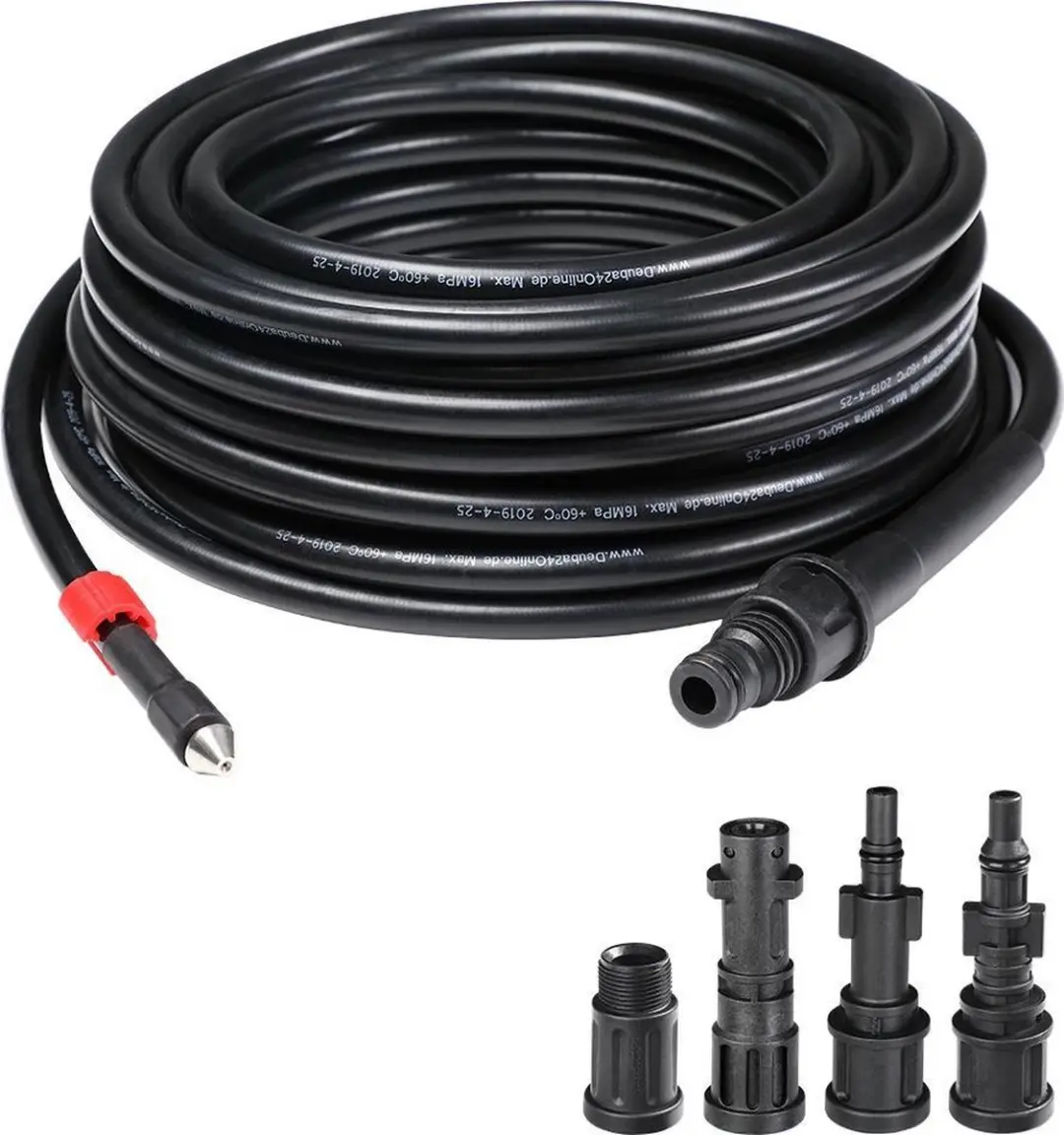 Deuba Rioolslangset 15m 160 bar - 4 Adapters