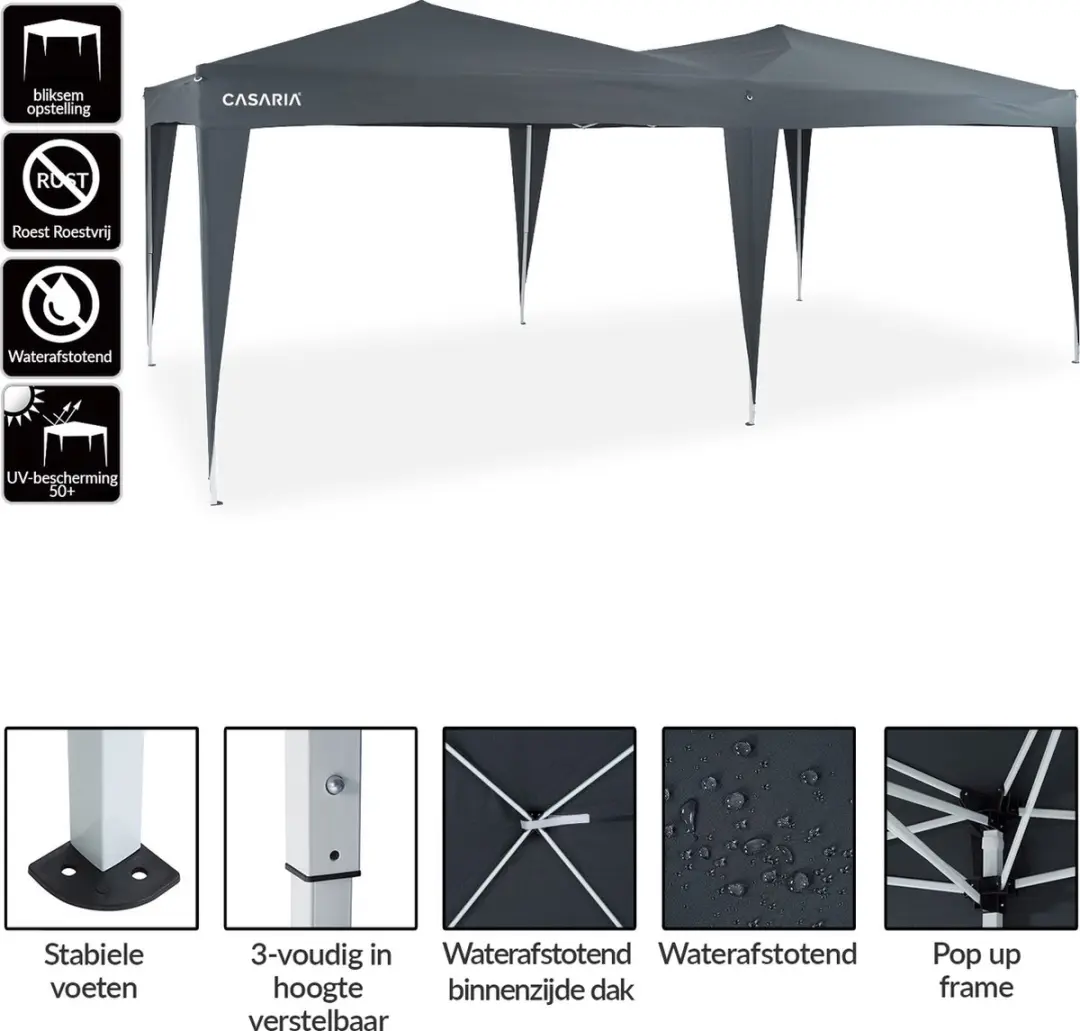 Deuba Vouwpaviljoen 3x6m - Antraciet