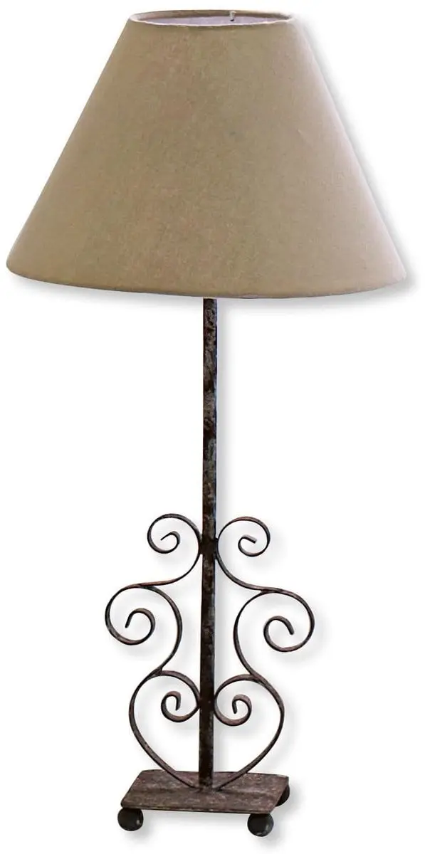 Loberon Tafellamp Clamart - 25W - Ø26cm - Linnen/Antiekbruin