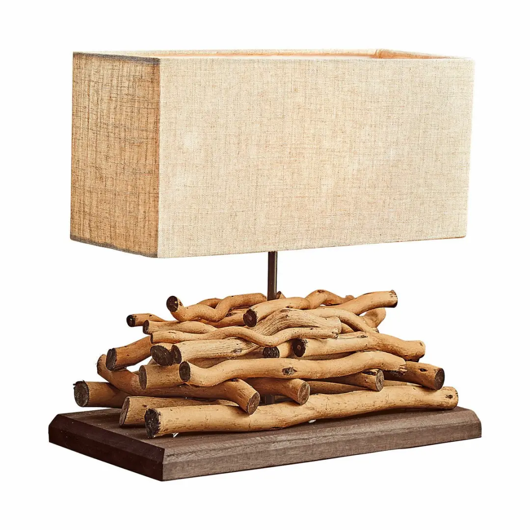 Loberon Caribou Tafellamp - 25W - Linnen/Bruin