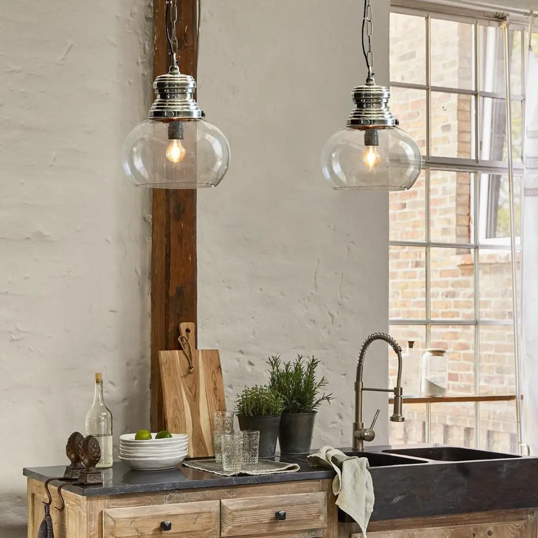 Loberon Hanglamp Jule - 40W - Ø30cm - Antiekzilver