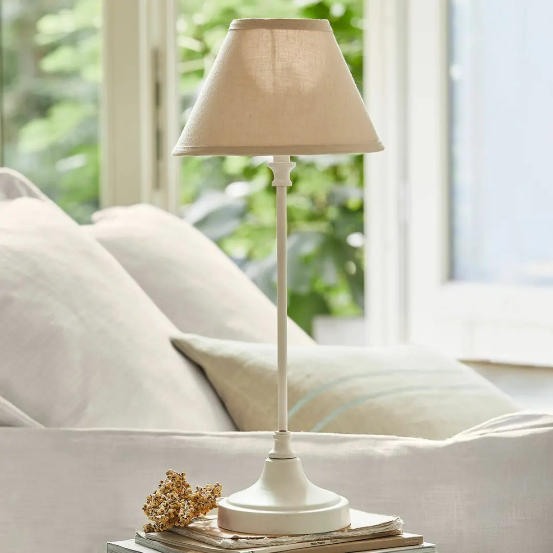 Loberon Swindon Tafellamp - 25W - Ø20cm - Beige/Antiekwit