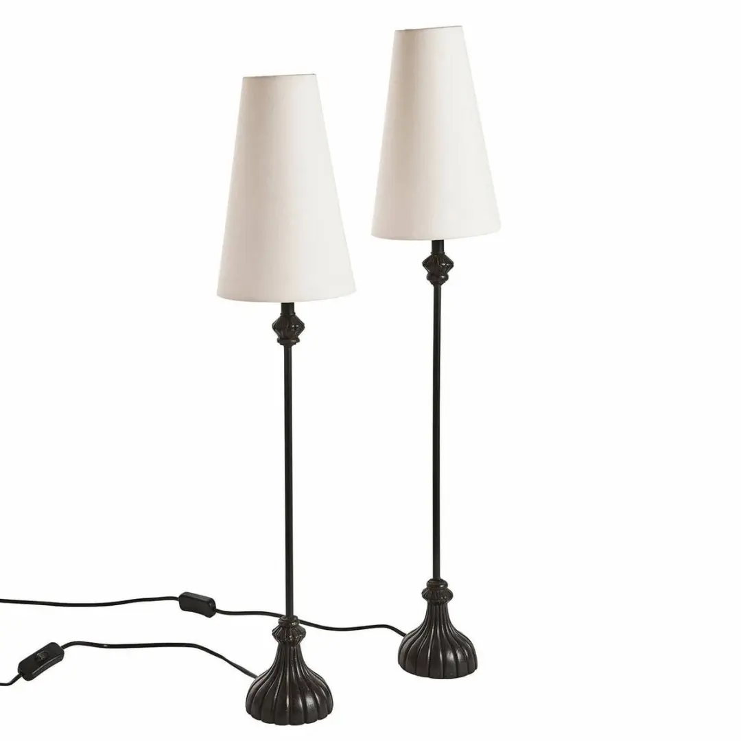 Loberon Tafellamp Set 2 Stuks - 25W - Ø16,5cm - Zwart/Crème