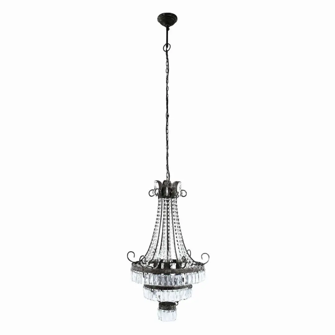 Loberon Léchelle Kroonluchter - Ø49cm - Antiekzwart/Heldere details