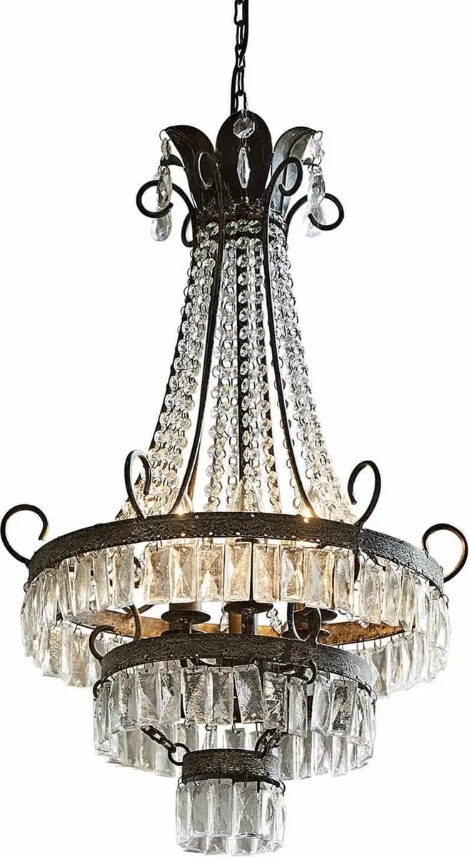 Loberon Léchelle Kroonluchter - Ø49cm - Antiekzwart/Heldere details