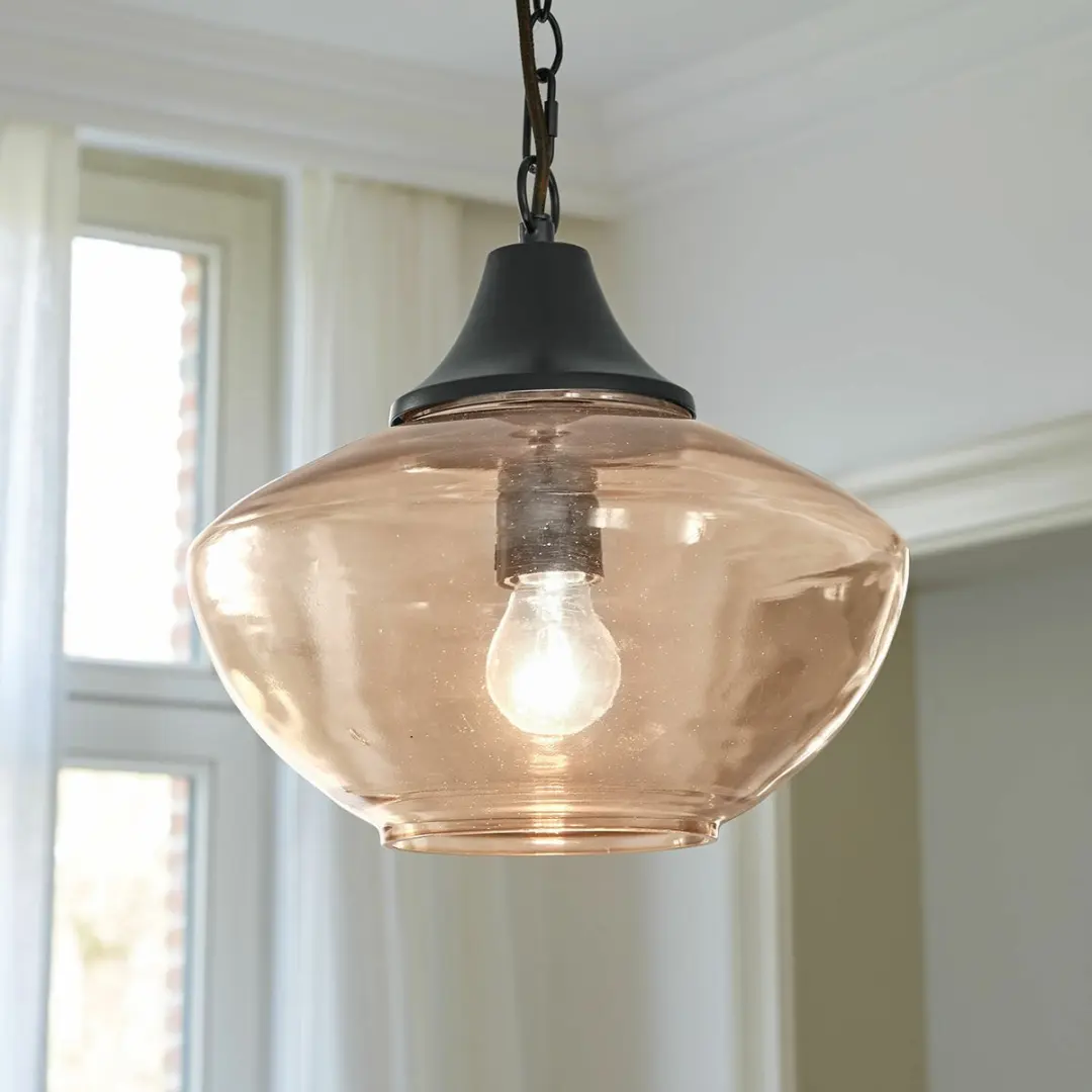 Loberon Nerilane Hanglamp - Ø29cm - Bruin/Zwart - afbeelding 6 van 6