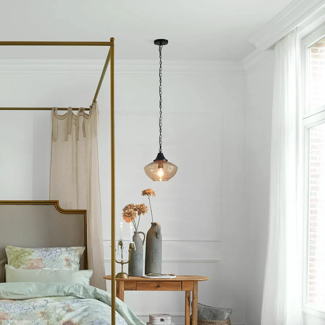 Loberon Nerilane Hanglamp - Ø29cm - Bruin/Zwart