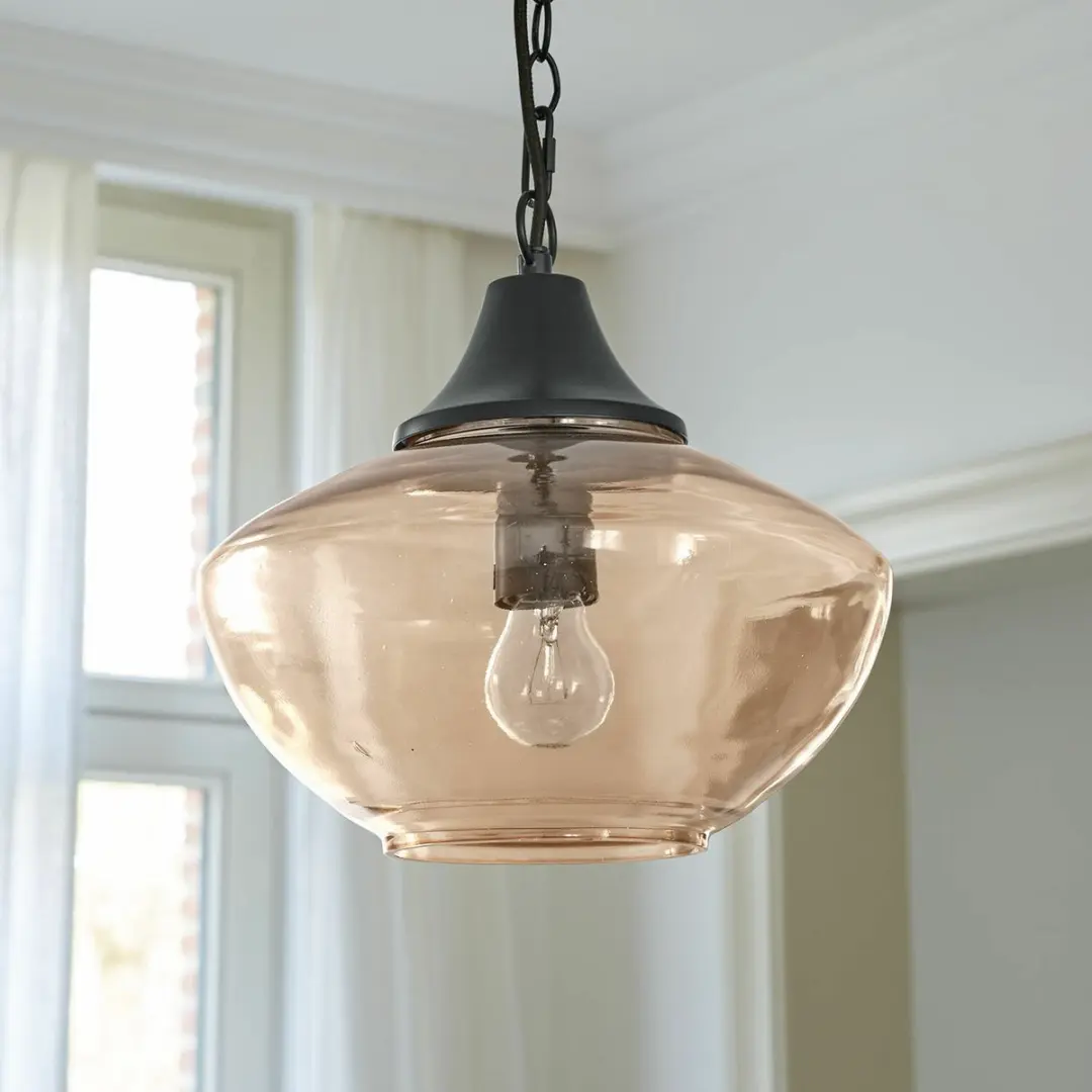 Loberon Nerilane Hanglamp - Ø29cm - Bruin/Zwart