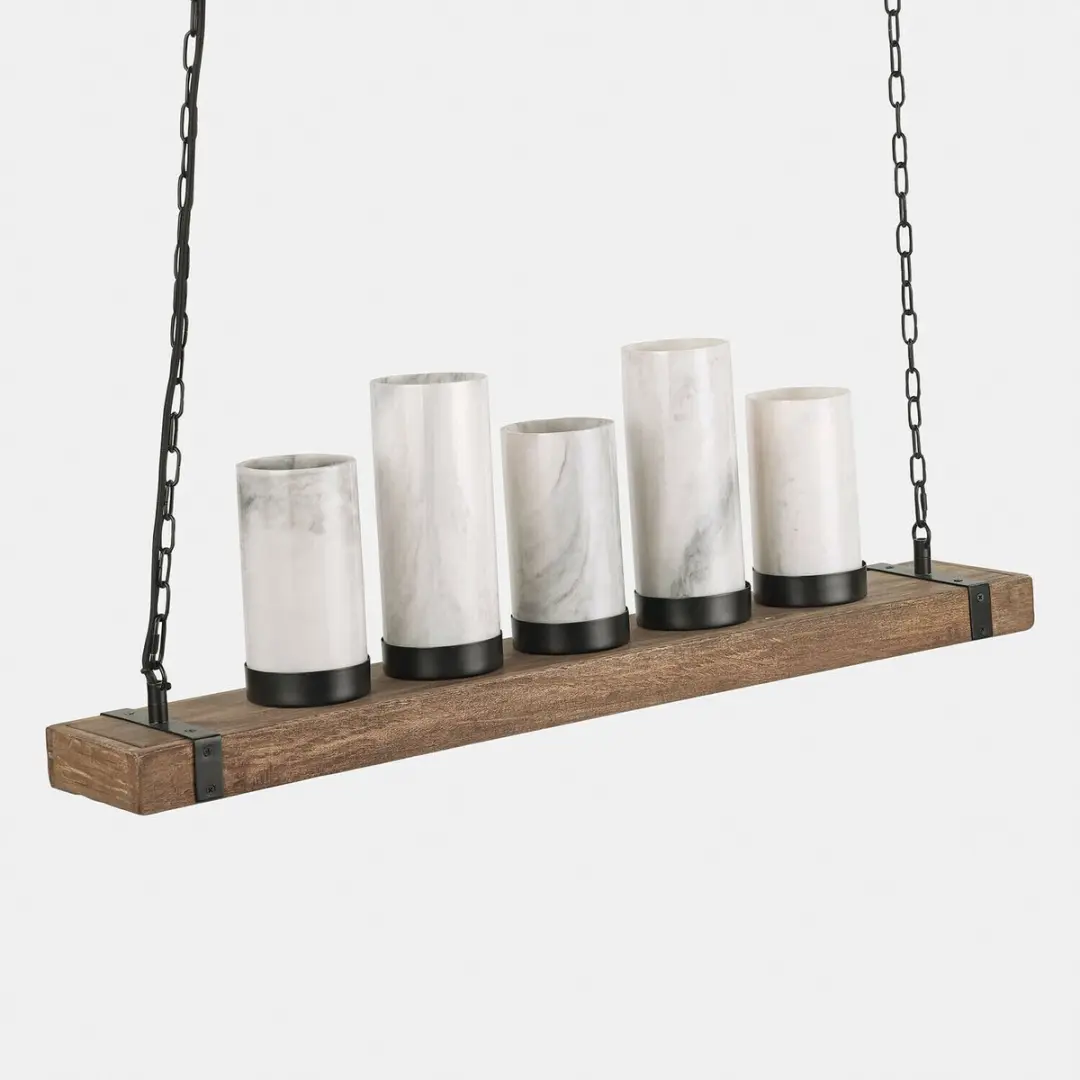 Loberon Hanglamp Haverfell - Zwart/Crème/Bruin
