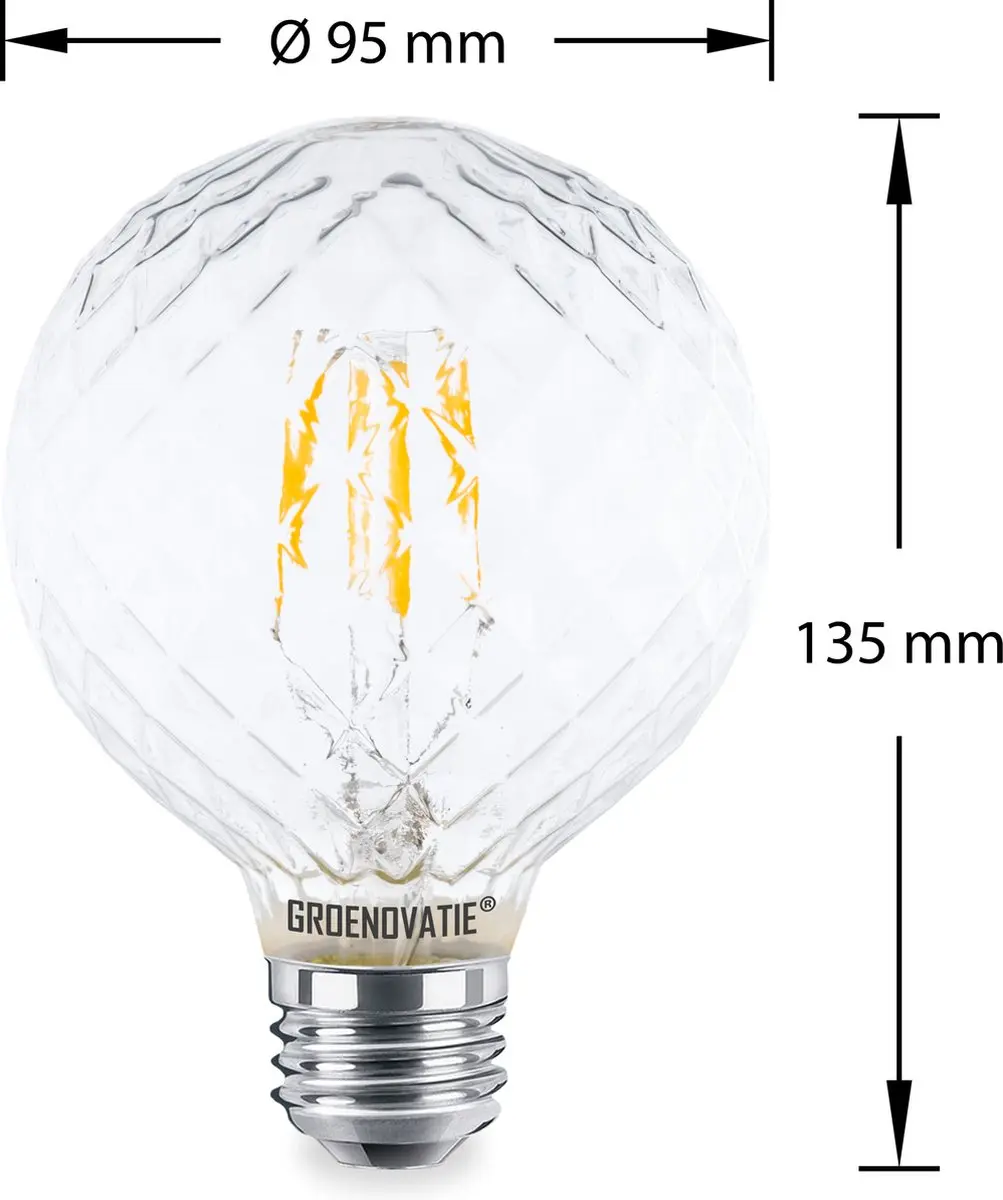 Groenovatie LED Filament Pine Globelamp E27 4W Warm Wit Dimbaar