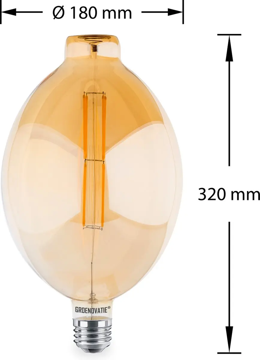Groenovatie LED Filament E27 12W Warm Wit - 18cm Goud