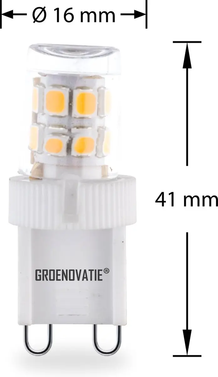 Groenovatie LED Lamp G9 2W Warm Wit - Helder Glas
