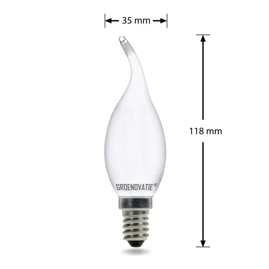 Groenovatie LED Filament Kaarslamp E14 2W Extra Warm Wit - 6 Stuks Mat