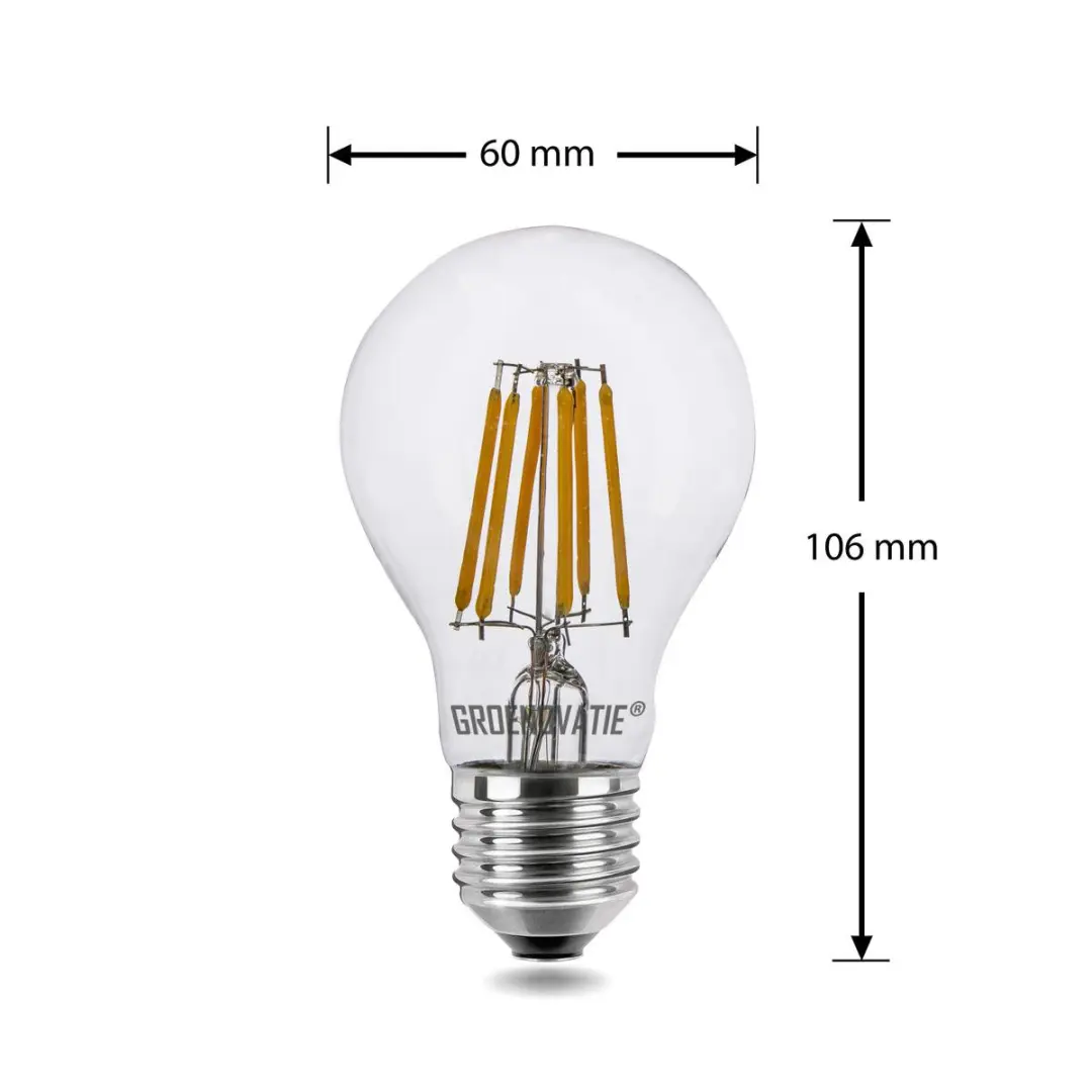 Groenovatie LED Filament Lamp E27 6W - 6 Stuks - Extra Warm Wit
