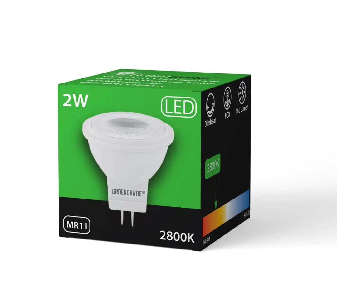 Groenovatie LED Spot GU4 2W - 35x35mm Warm Wit