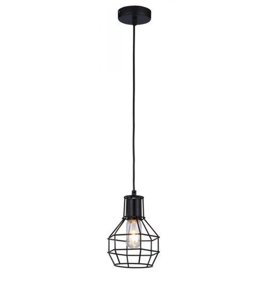 Groenovatie Vintage Cage Design Hanglamp - Ø18cm - 2m Kabel - Zwart