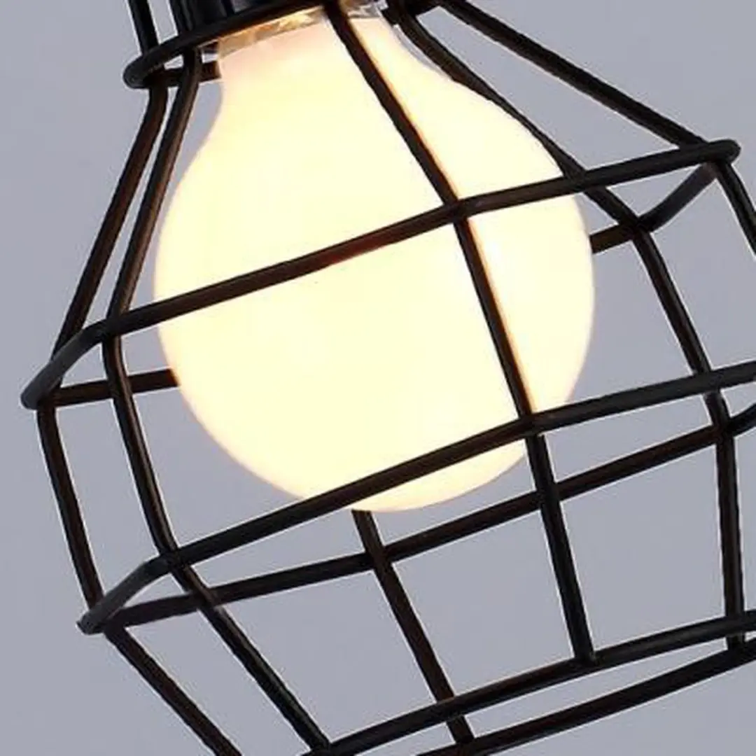 Groenovatie Vintage Cage Design Hanglamp - Ø18cm - 2m Kabel - Zwart - afbeelding 6 van 6
