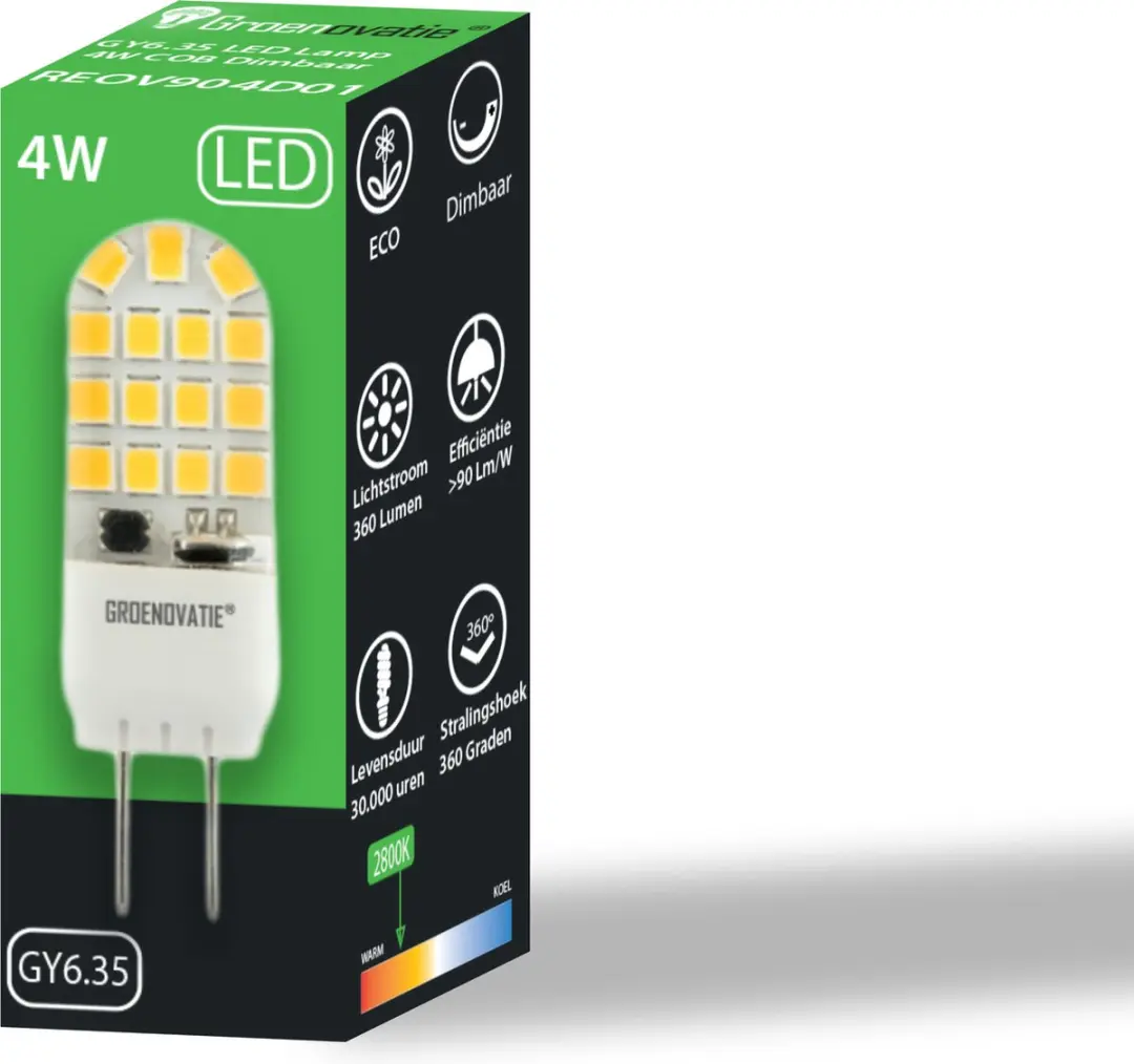 Groenovatie LED Lamp GY6.35 4W - 51x16mm - Dimbaar Warm Wit - afbeelding 6 van 6