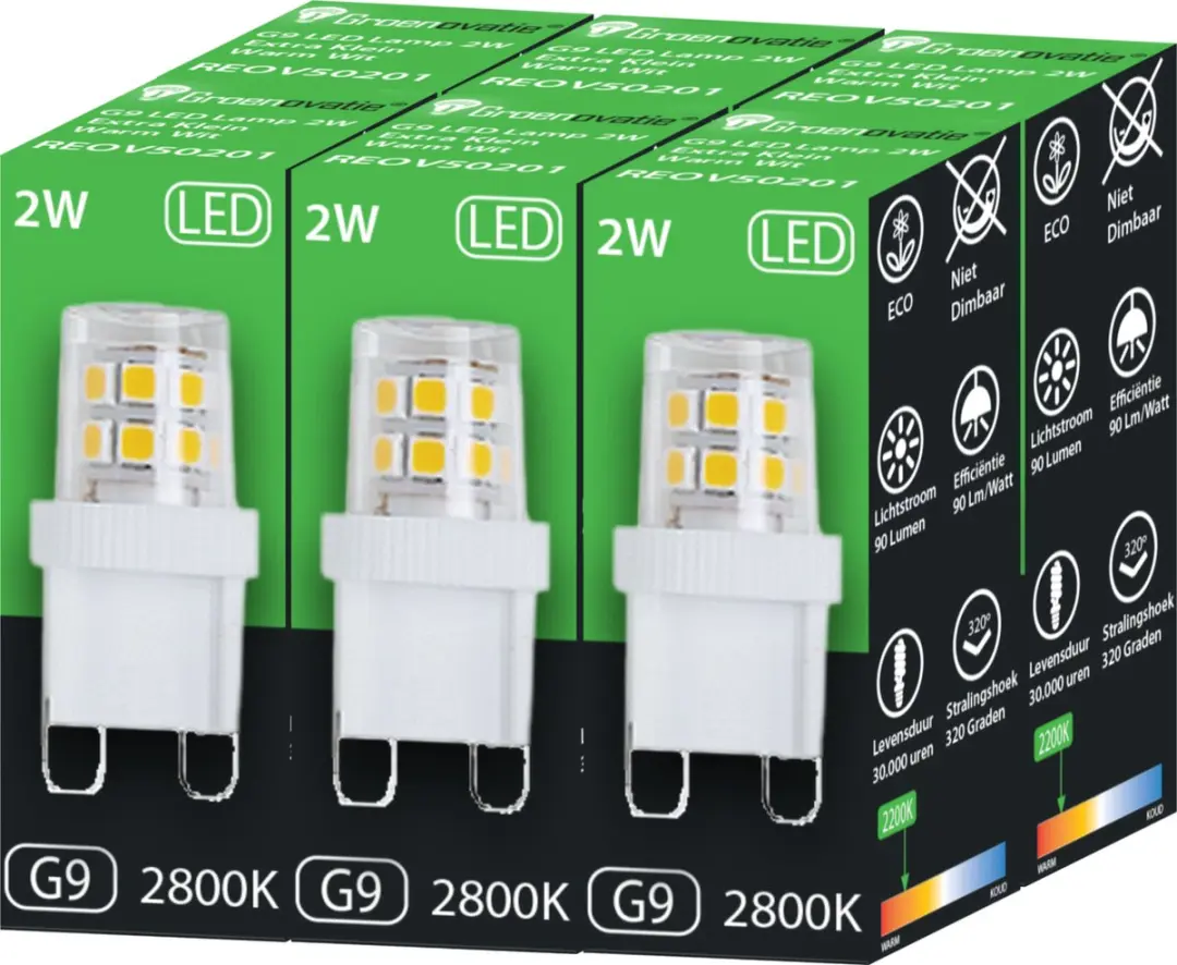 Groenovatie LED Lamp G9 2W Warm Wit - 6 Stuks - afbeelding 6 van 6