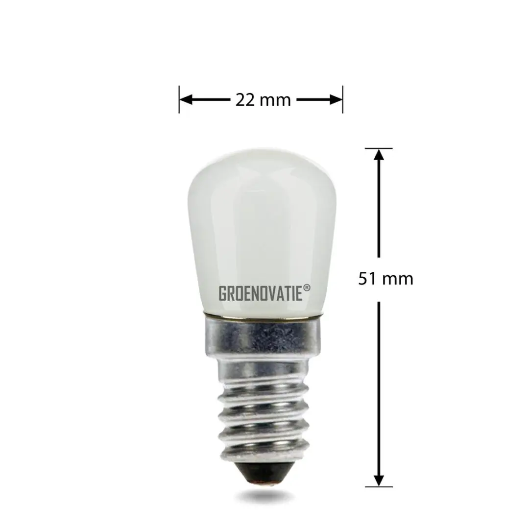 Groenovatie LED Koelkastlamp E14 2W - 51x22mm Warm Wit Mat