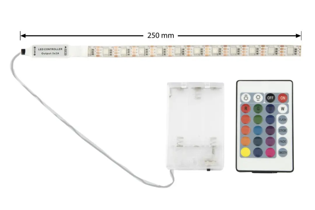 Groenovatie RGB LED Strip 20cm - Waterdicht - 3xAA