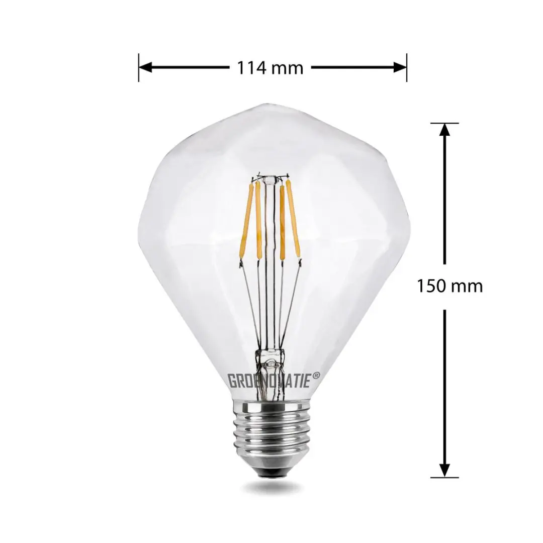 Groenovatie LED Filament Diamant E27 4W - Extra Warm Wit - 150x114mm