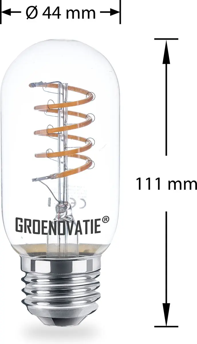 Groenovatie LED Filament Buislamp E27 3W - Extra Warm Wit - Dimbaar
