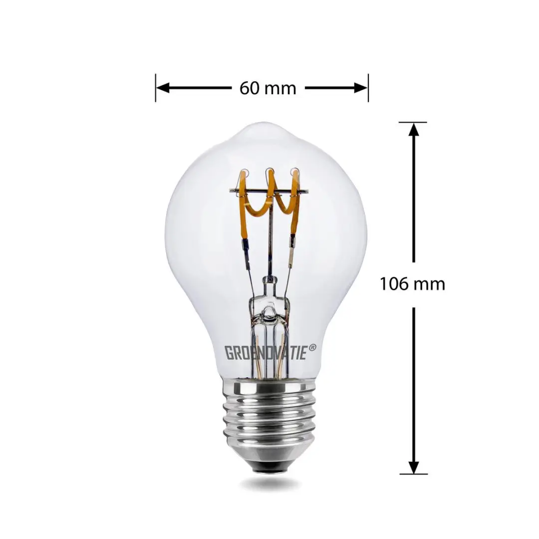 Groenovatie LED Filament Lamp E27 3W - Extra Warm Wit - 106x60mm