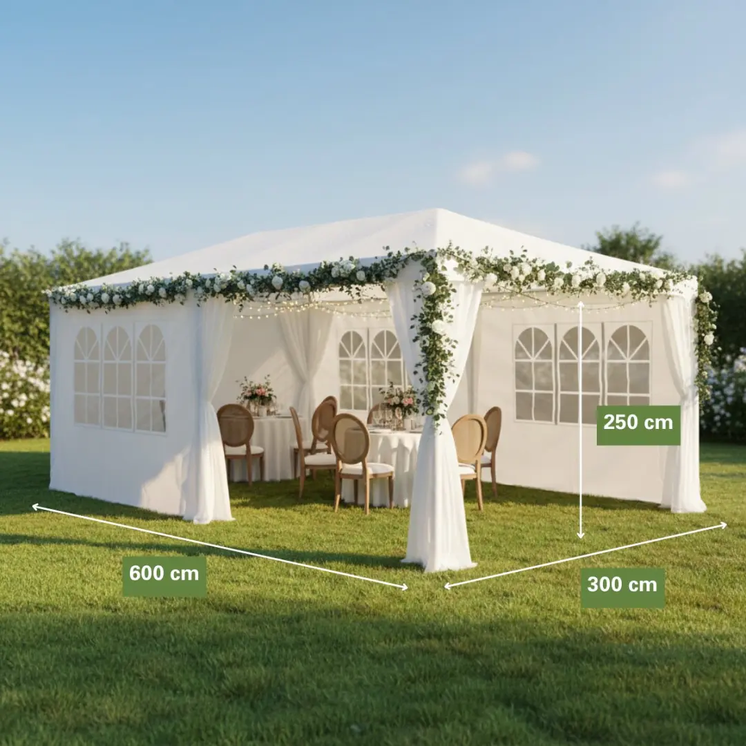 Kinzo Partytent 3x6m - 70 Personen - 6 Zijwanden - 2,5m Nokhoogte