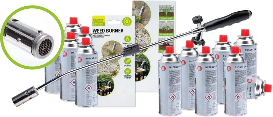 Kinzo Onkruidbrander met Regelbare Gastoevoer Inclusief 12 Gasflessen
