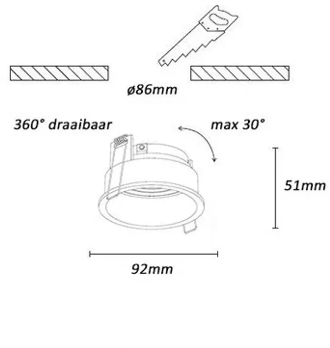 Artdelight Inbouwspot Rex Ø9,2cm Zwart GU10