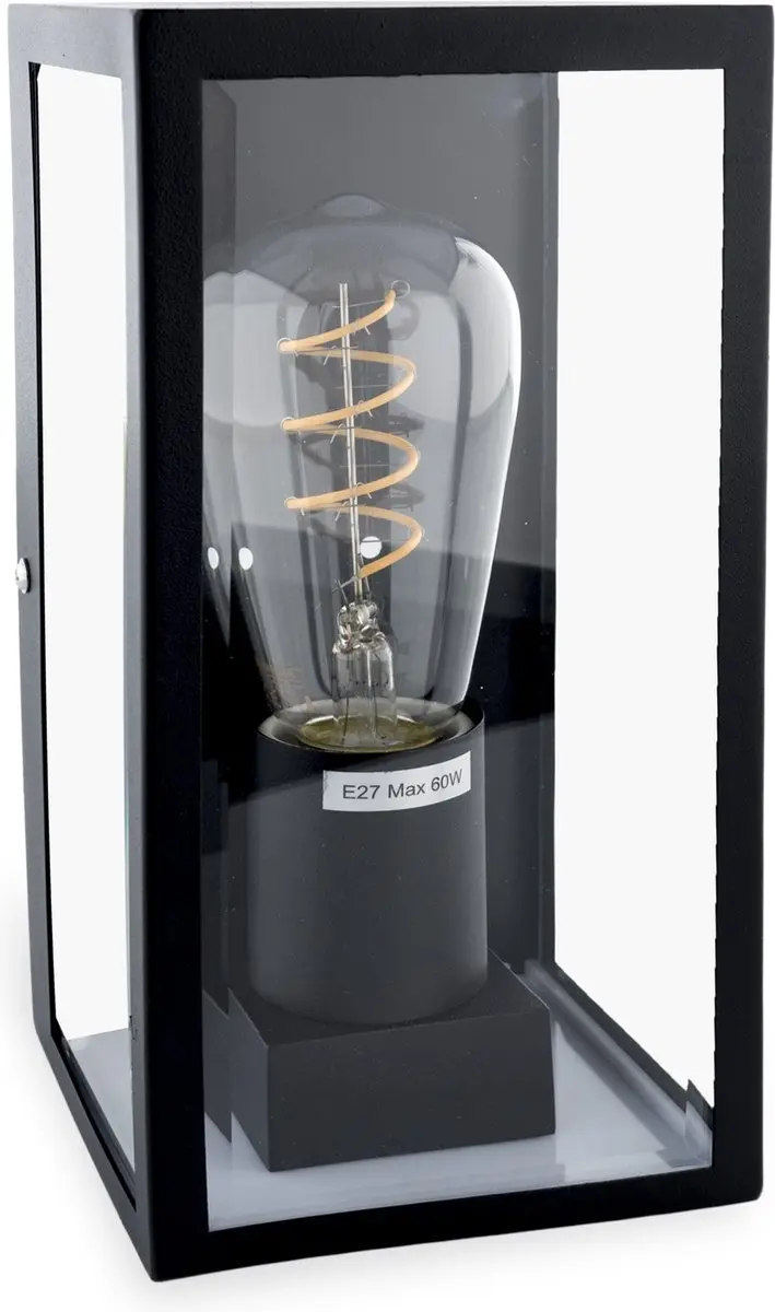 Groenovatie Wandlamp Glas E27 IP44 - Mat Zwart