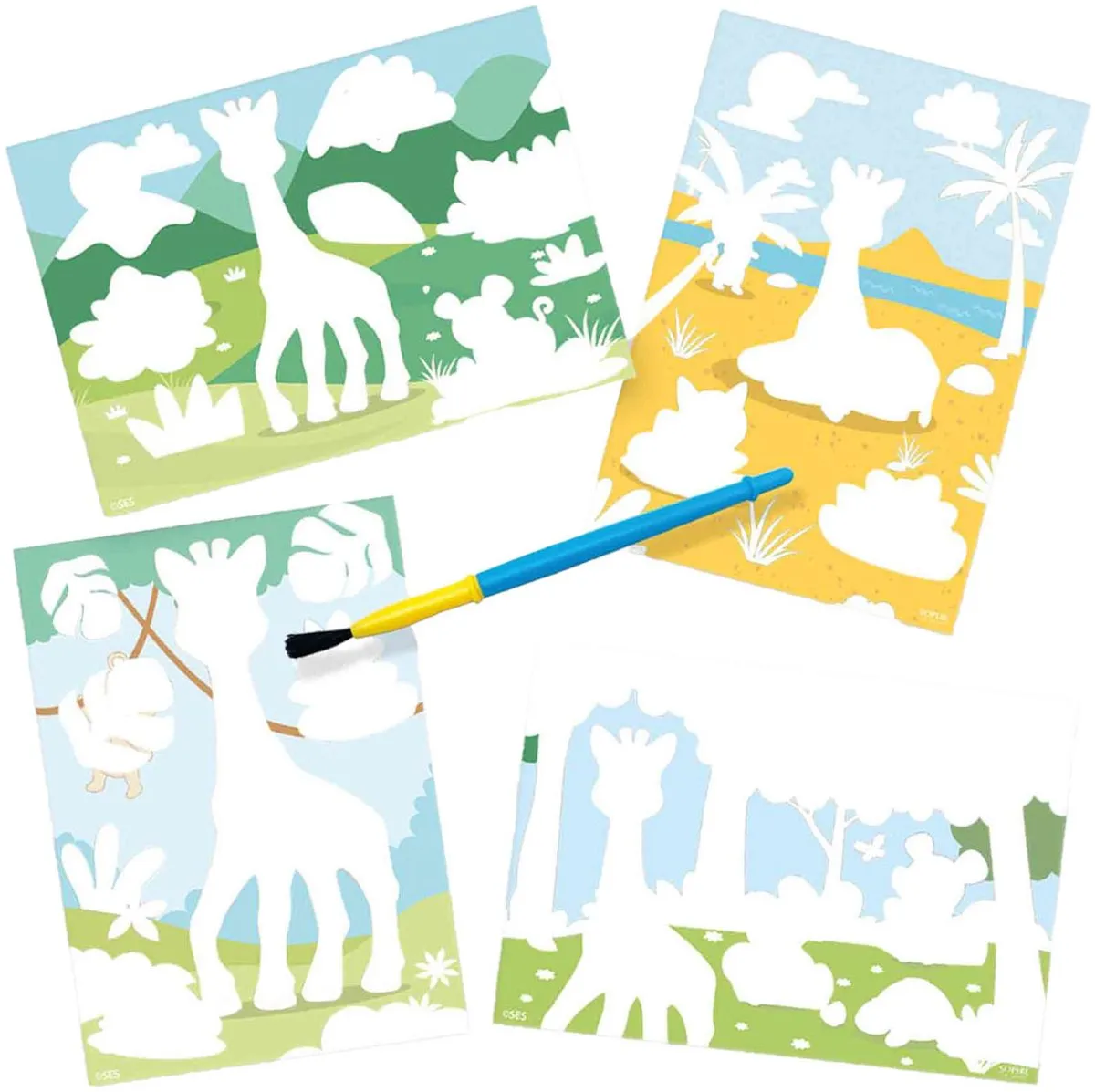 SES Creative Sophie la girafe Kleuren met Water - 4 Magische Kaarten