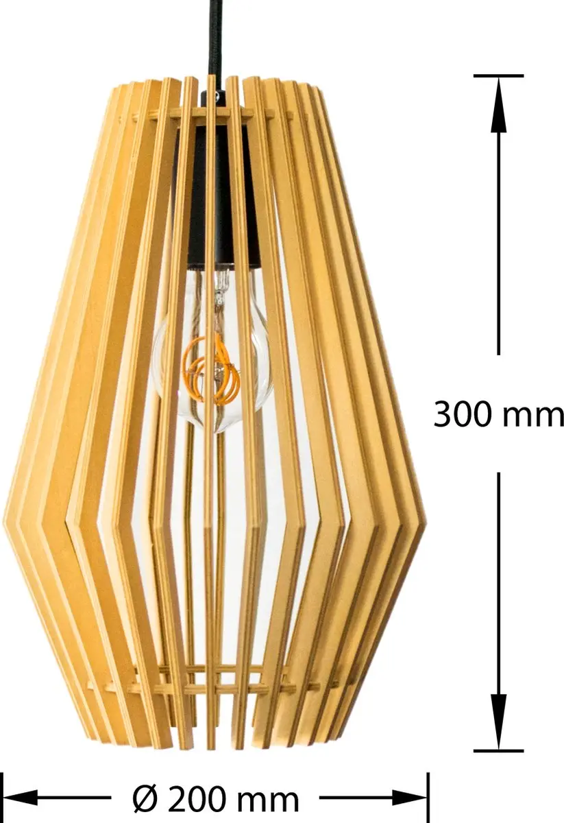 Groenovatie Design Hanglamp Hout - E27 ⌀20cm - Naturel