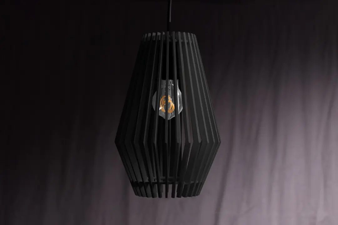 Groenovatie Design Hanglamp Hout E27 - Ø20cm - Zwart