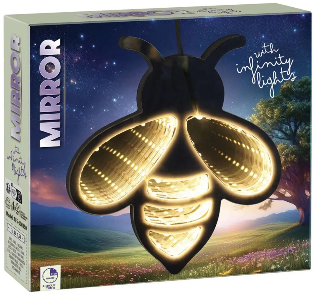 Spiegel Figuren Infinity Led lamp libelle met spiegelend licht effect.