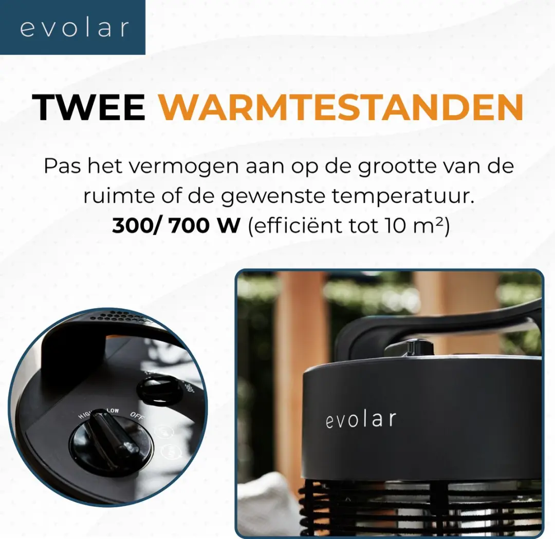 Evolar EVO-HD35 Infrarood Terrasverwarming 700W - Zwart - afbeelding 4 van 6