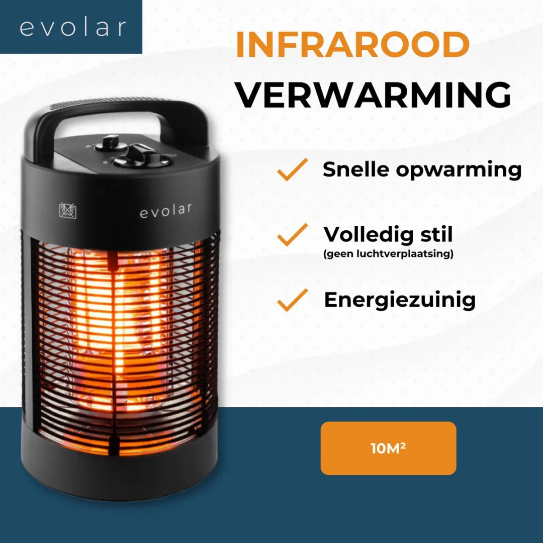 Evolar EVO-HD35 Infrarood Terrasverwarming 700W - Zwart - afbeelding 2 van 6