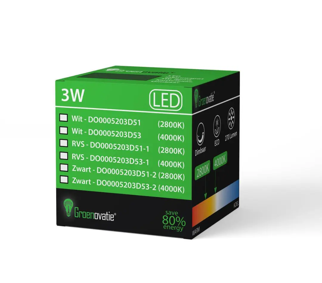 Groenovatie Inbouwspot LED 3W Ø53mm - Kantelbaar & Dimbaar - Wit