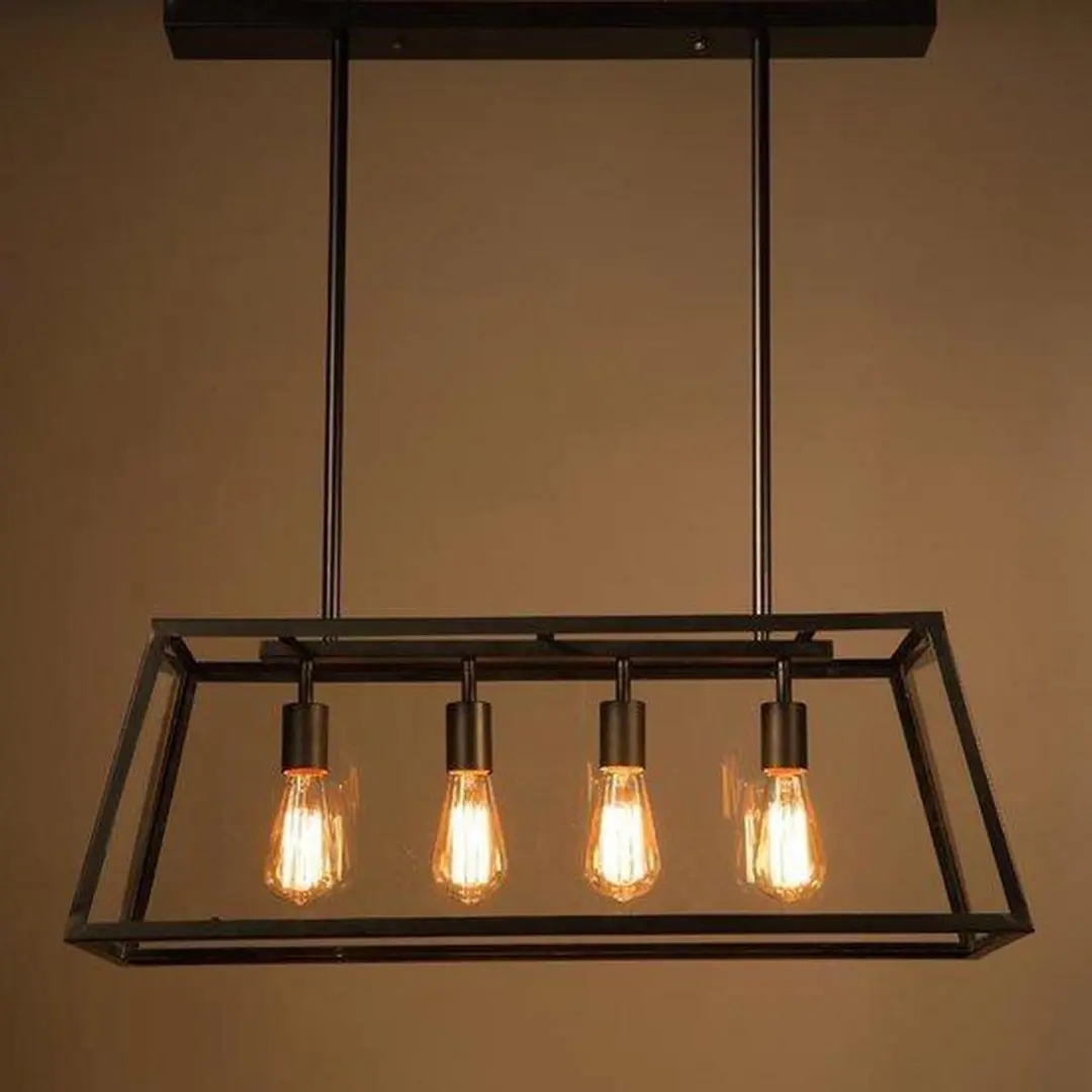 Groenovatie Vintage Industrieel Hanglamp 4 Lichts - 78cm - Zwart